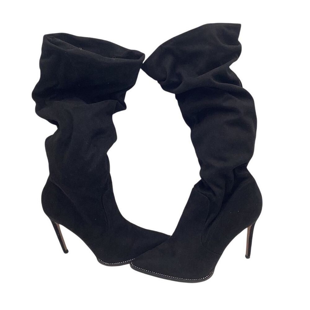Mix‎ No. 6 Women's Black Slouch Booties Size 10M Mid-Calf Pointed Toe
